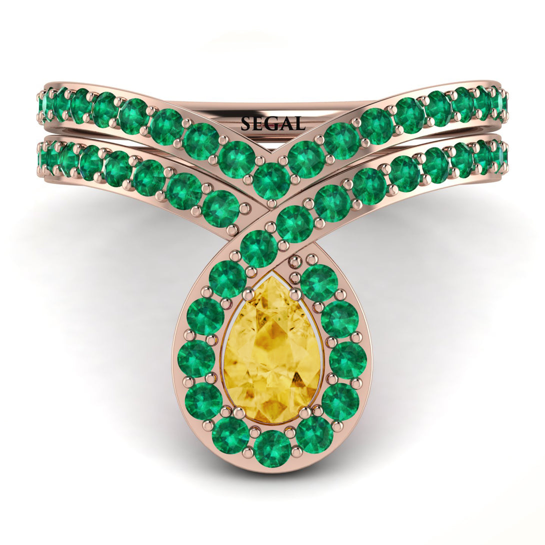 Citrine Pear Shape Stacking Bridal Set - Emilia No. 605