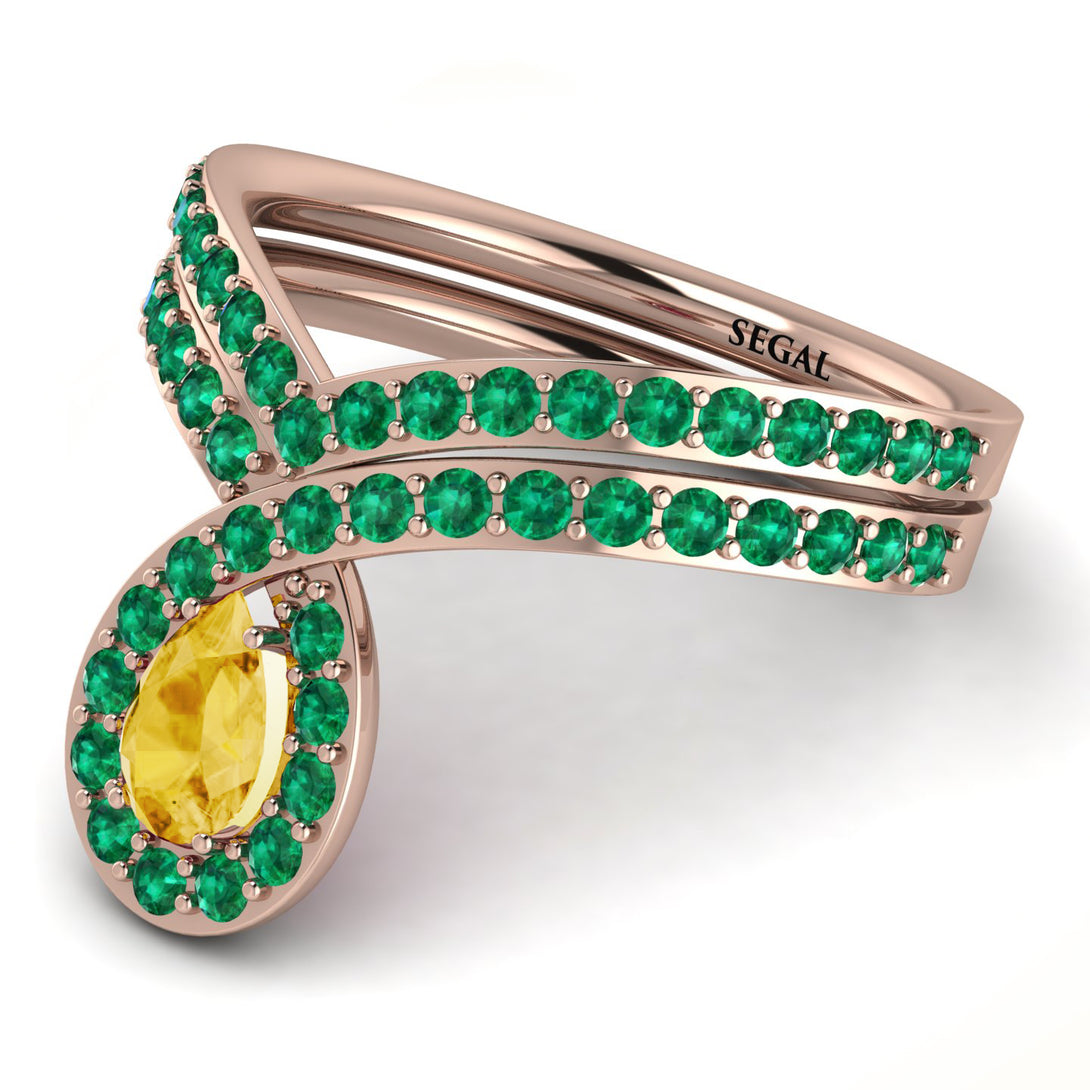 Citrine Pear Shape Stacking Bridal Set - Emilia No. 605