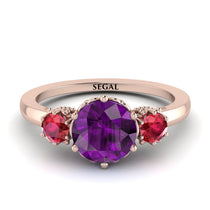 Classic 3 Stone Amethyst Engagement Ring - Sofia No. 311 image 1