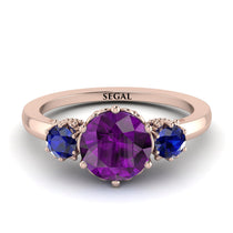Classic 3 Stone Amethyst Engagement Ring - Sofia No. 314 image 1