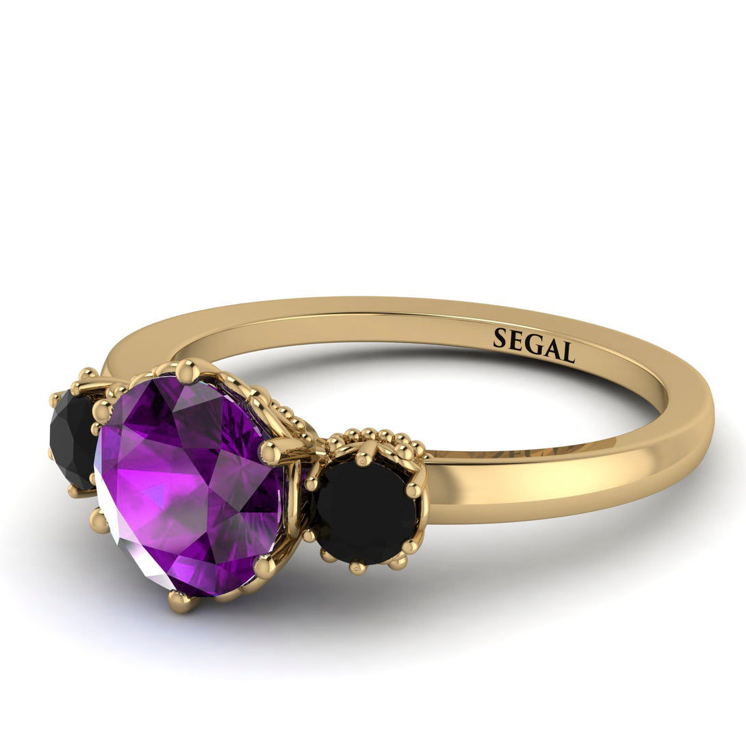 Classic 3 Stone Amethyst Engagement Ring - Sofia No. 307