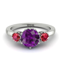 Classic 3 Stone Amethyst Engagement Ring - Sofia No. 312 image 1