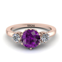 Classic 3 Stone Amethyst Engagement Ring - Sofia No. 302 image 1