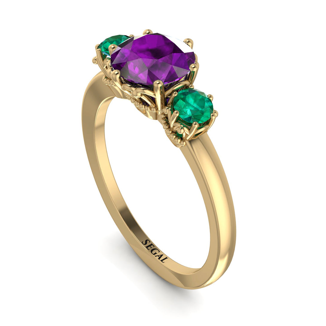 Classic 3 Stone Amethyst Engagement Ring - Sofia No. 304