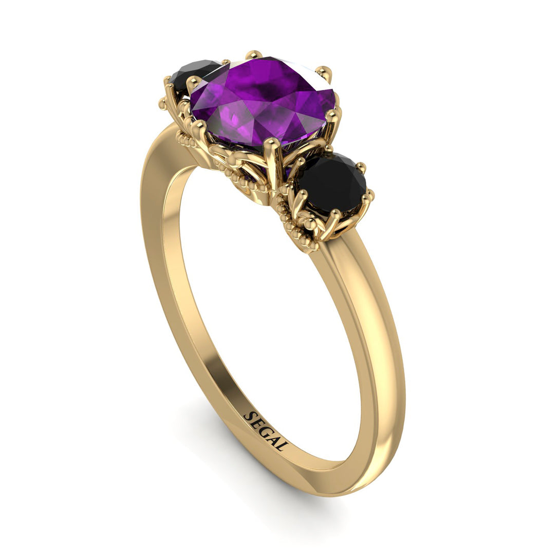 Classic 3 Stone Amethyst Engagement Ring - Sofia No. 307