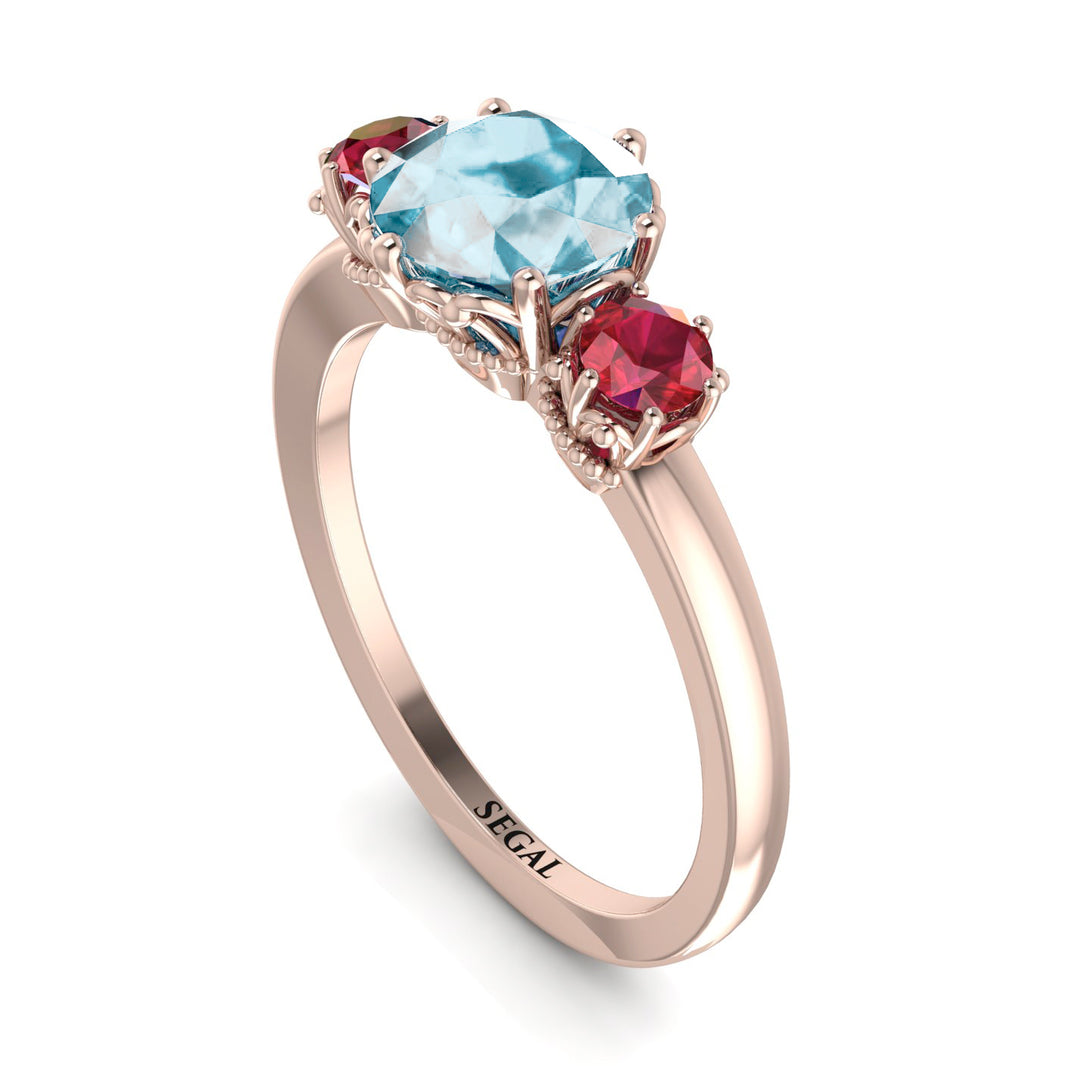 Classic 3 Stone Aquamarine Engagement Ring - Sofia No. 411