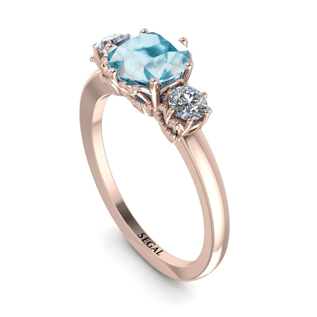 Classic 3 Stone Aquamarine Engagement Ring - Sofia No. 402