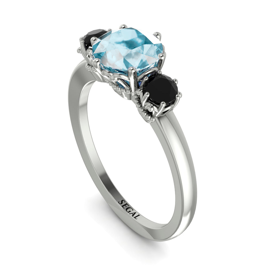 Classic 3 Stone Aquamarine Engagement Ring - Sofia No. 409