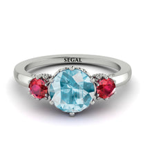 Classic 3 Stone Aquamarine Engagement Ring - Sofia No. 412 image 1