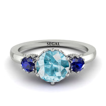 Classic 3 Stone Aquamarine Engagement Ring - Sofia No. 415 image 1