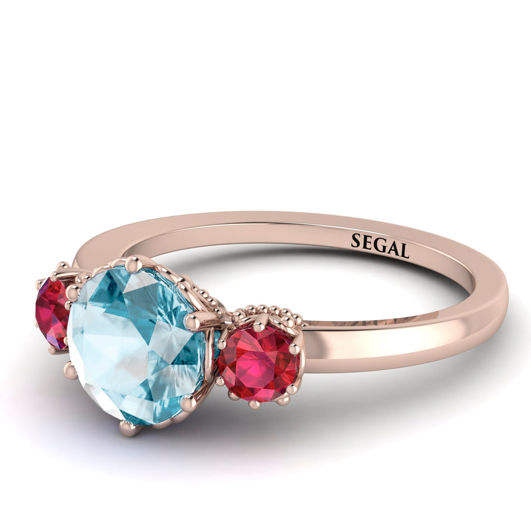 Classic 3 Stone Aquamarine Engagement Ring - Sofia No. 411