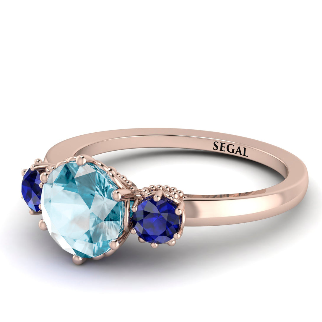 Classic 3 Stone Aquamarine Engagement Ring - Sofia No. 414