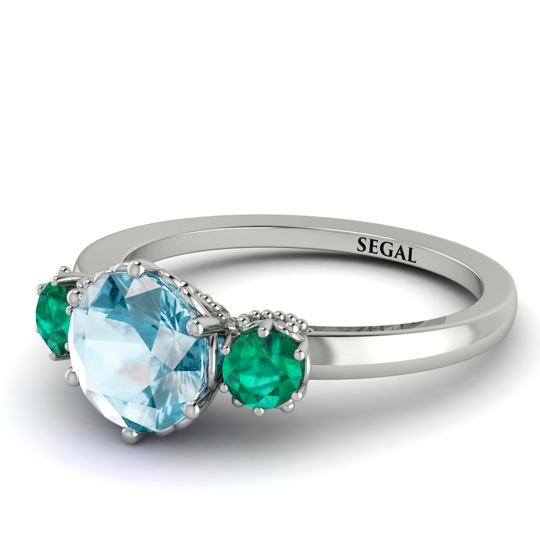 Classic 3 Stone Aquamarine Engagement Ring - Sofia No. 406