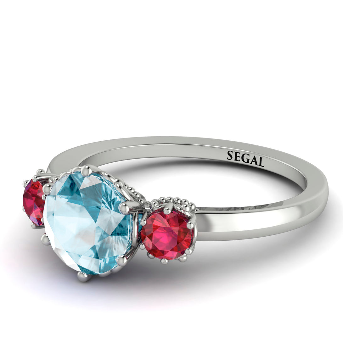 Classic 3 Stone Aquamarine Engagement Ring - Sofia No. 412