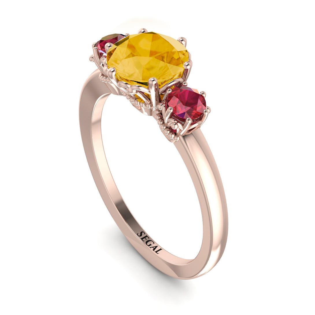 Classic 3 Stone Citrine Engagement Ring - Sofia No. 611