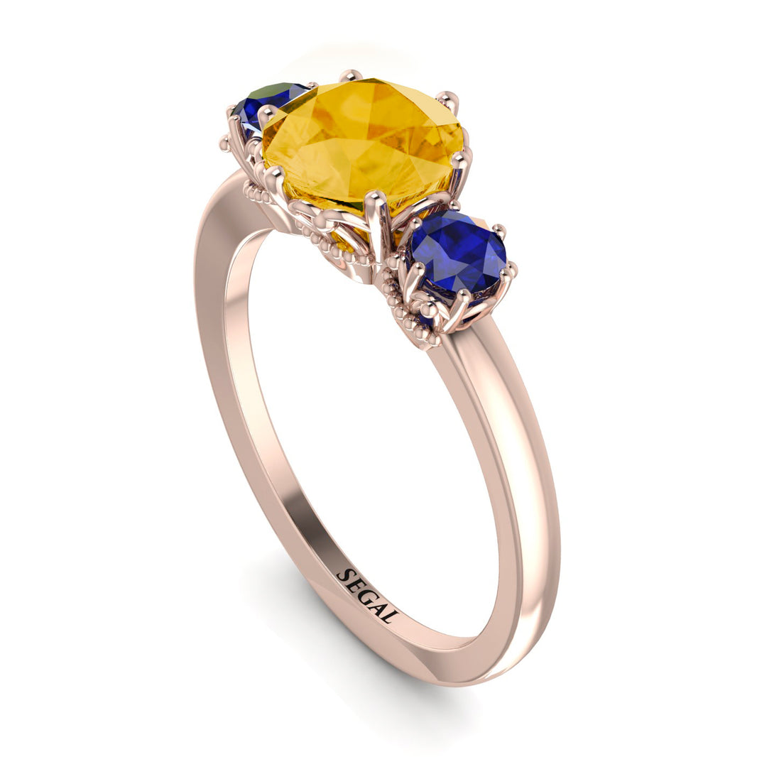 Classic 3 Stone Citrine Engagement Ring - Sofia No. 614