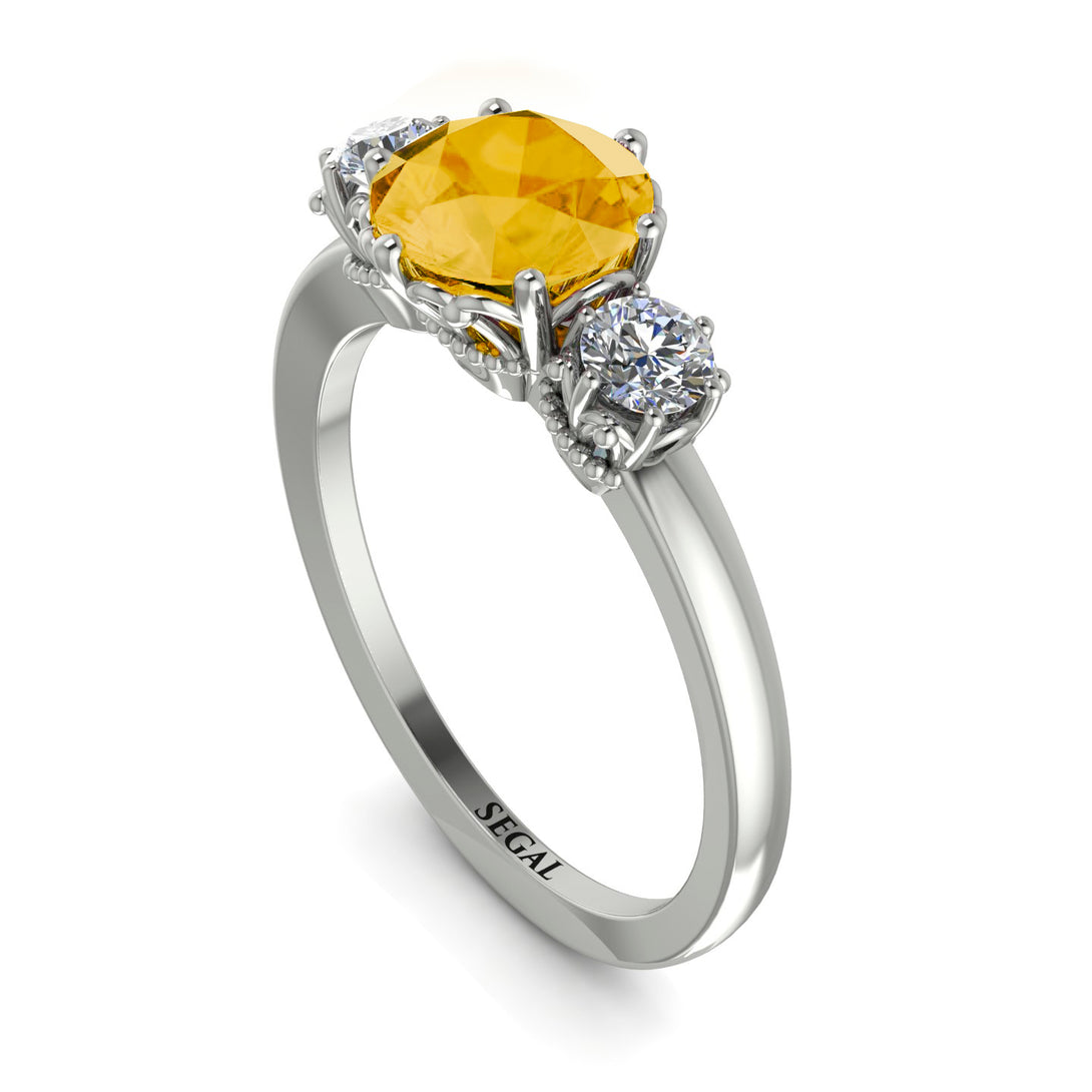 Classic 3 Stone Citrine Engagement Ring - Sofia No. 603