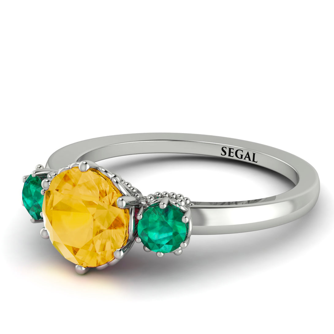 Classic 3 Stone Citrine Engagement Ring - Sofia No. 606