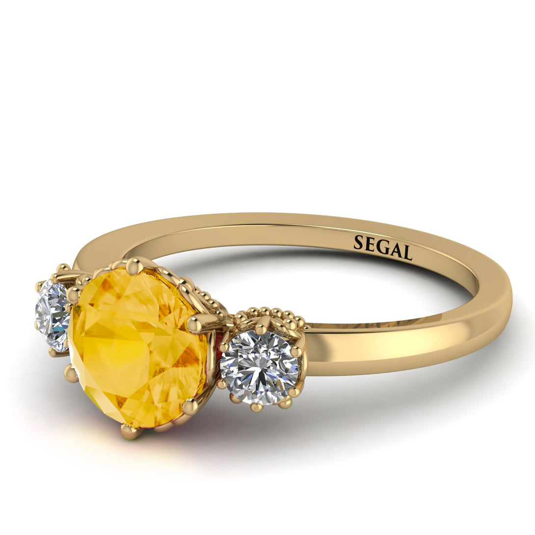 Classic 3 Stone Citrine Engagement Ring - Sofia No. 601