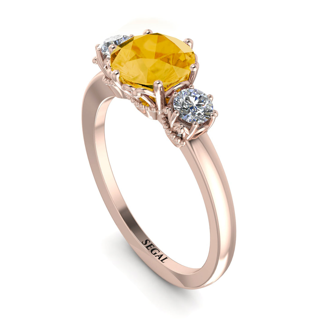 Classic 3 Stone Citrine Engagement Ring - Sofia No. 602