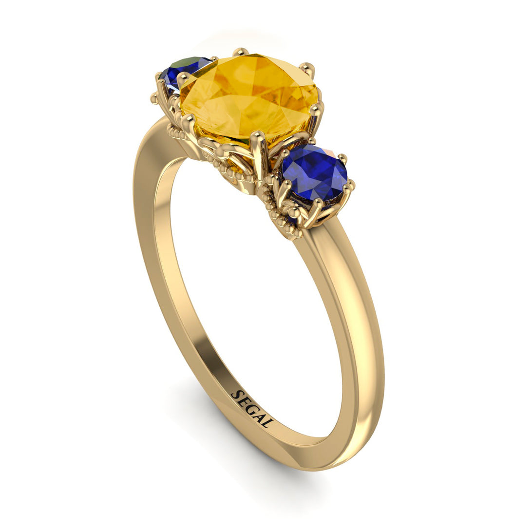 Classic 3 Stone Citrine Engagement Ring - Sofia No. 613