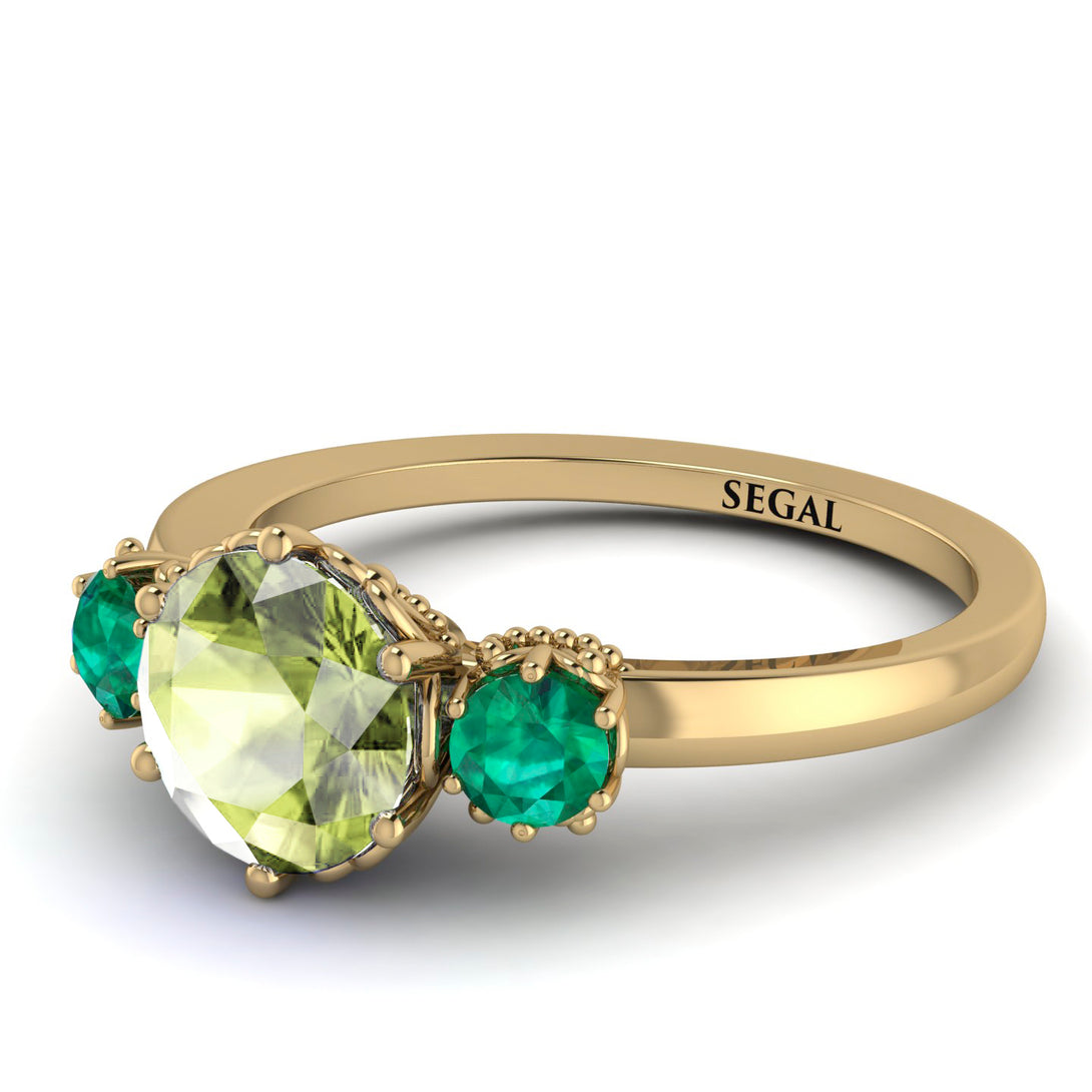 Classic 3 Stone Peridot Engagement Ring - Sofia No. 704