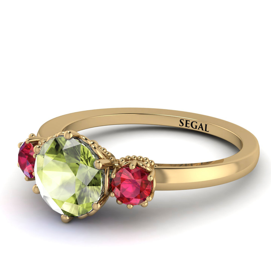 Classic 3 Stone Peridot Engagement Ring - Sofia No. 710