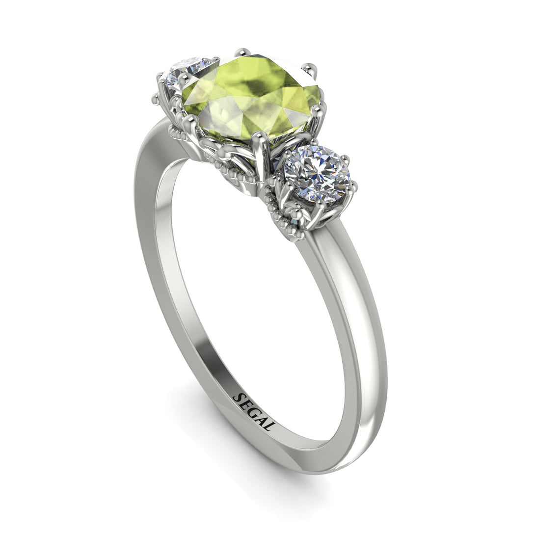 Classic 3 Stone Peridot Engagement Ring - Sofia No. 703