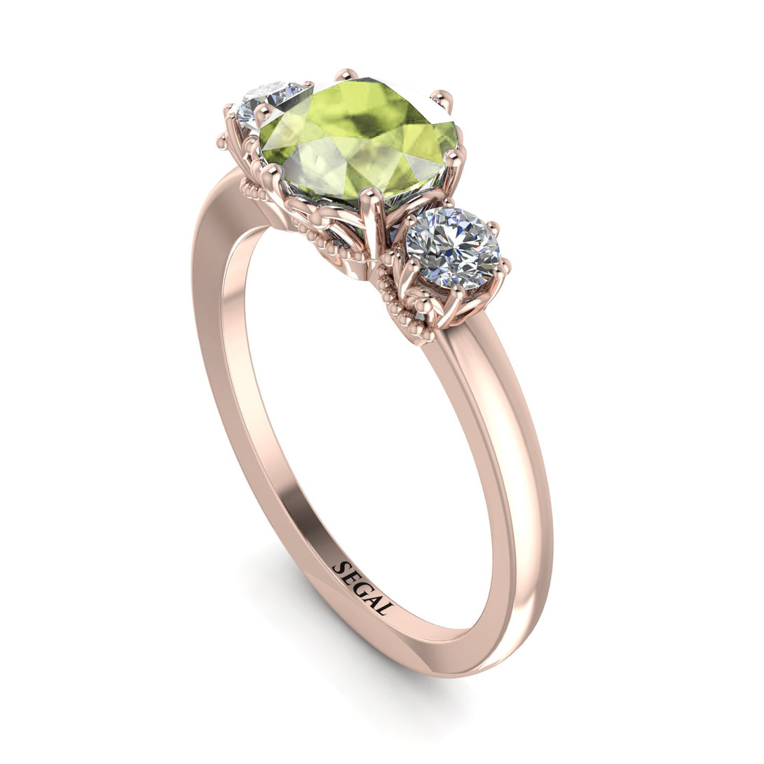 Classic 3 Stone Peridot Engagement Ring - Sofia No. 702