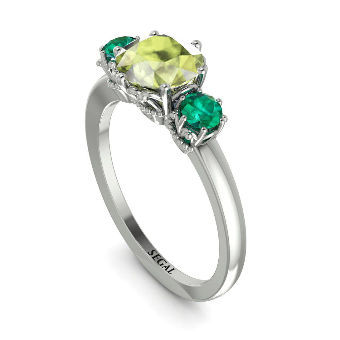 Classic 3 Stone Peridot Engagement Ring - Sofia No. 706