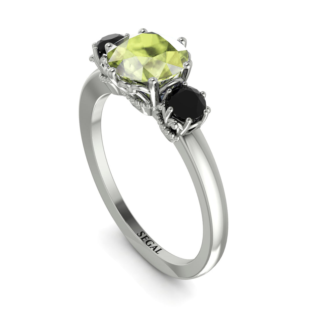 Classic 3 Stone Peridot Engagement Ring - Sofia No. 709