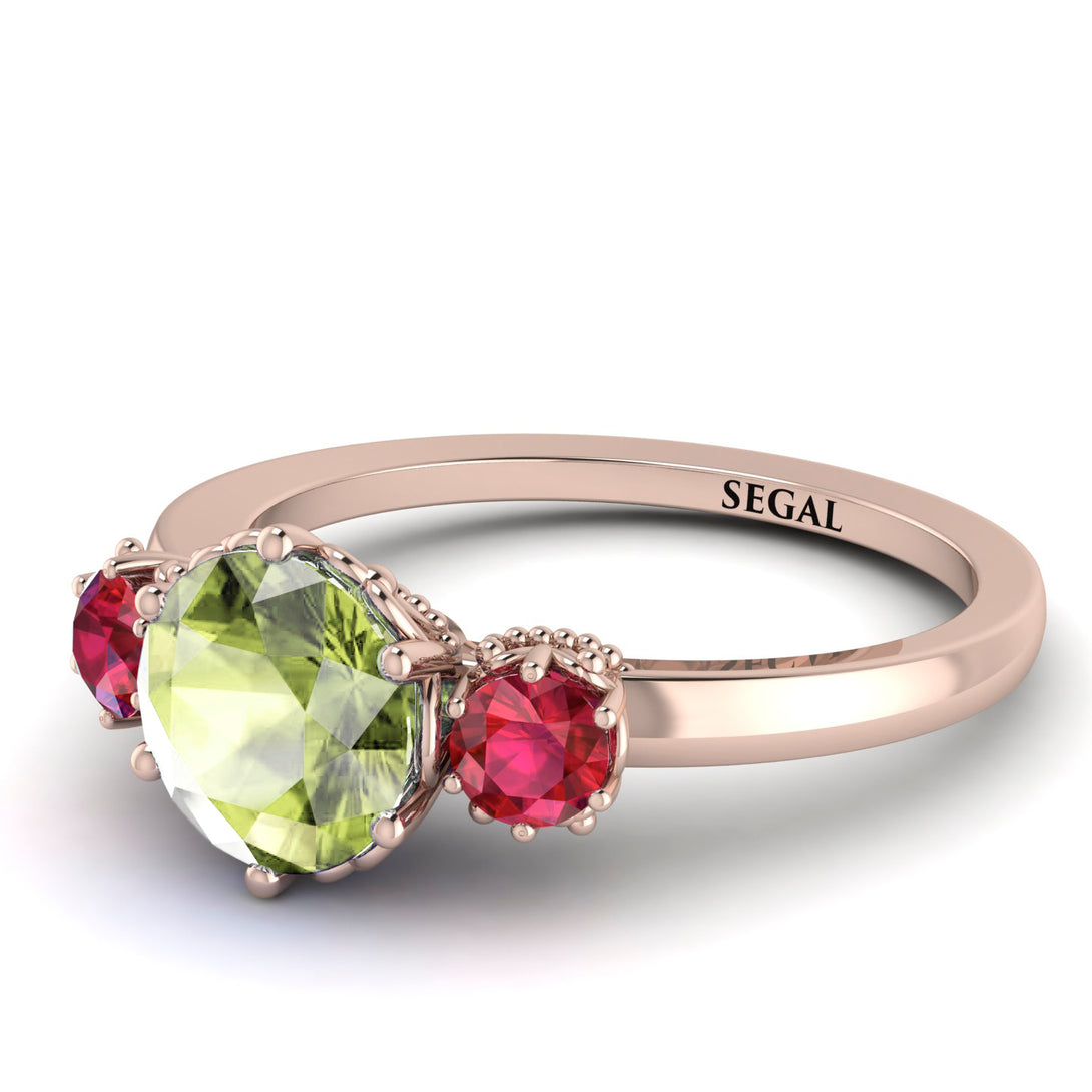 Classic 3 Stone Peridot Engagement Ring - Sofia No. 711