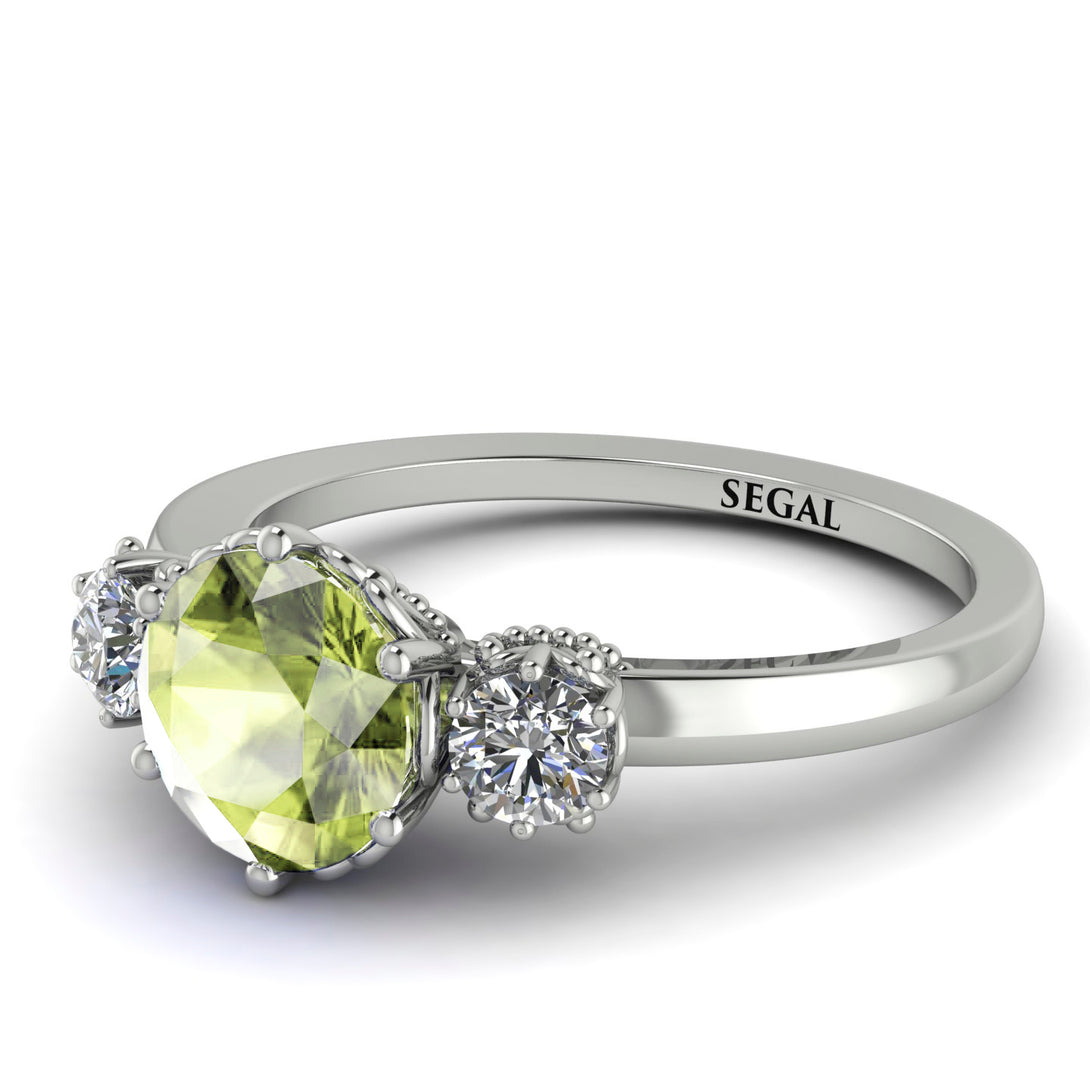 Classic 3 Stone Peridot Engagement Ring - Sofia No. 703
