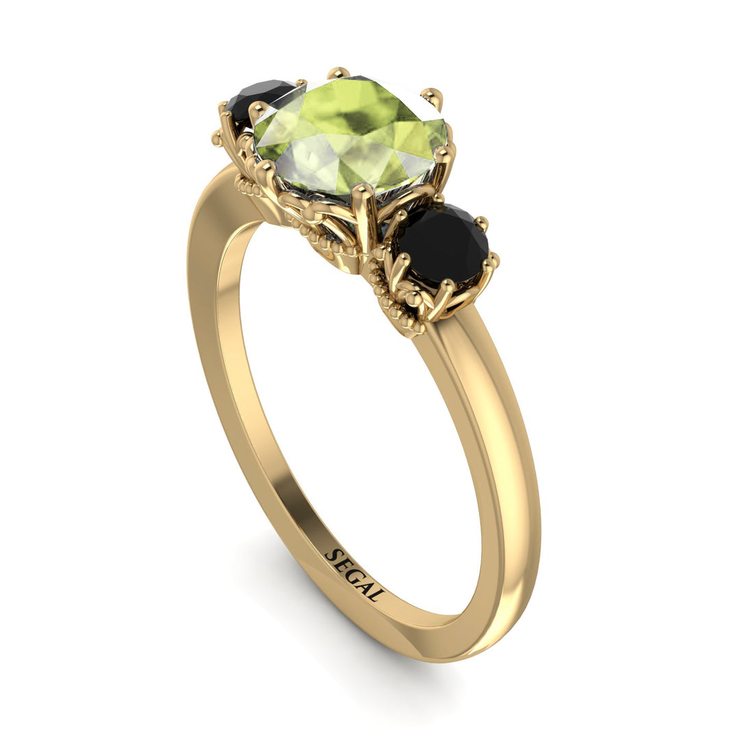 Classic 3 Stone Peridot Engagement Ring - Sofia No. 707
