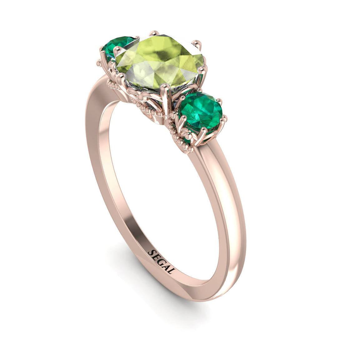 Classic 3 Stone Peridot Engagement Ring - Sofia No. 705