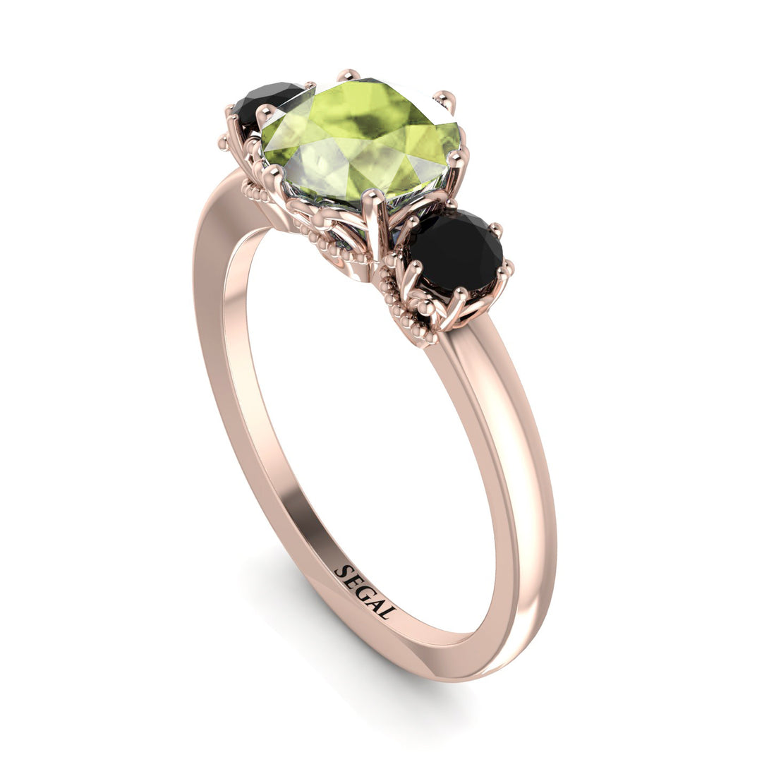 Classic 3 Stone Peridot Engagement Ring - Sofia No. 708
