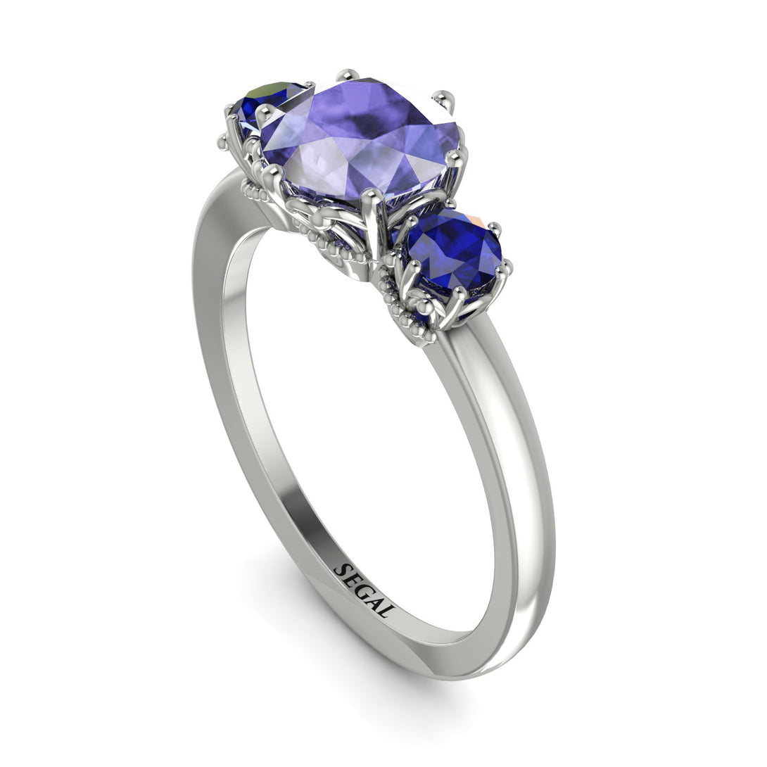 Classic 3 Stone Tanzanite Engagement Ring - Sofia No. 215