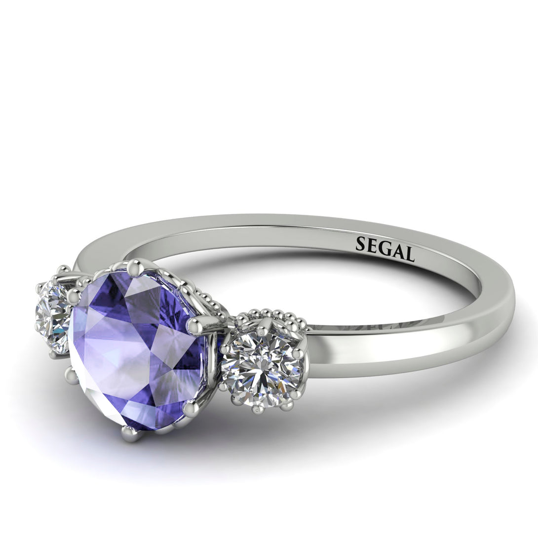 Classic 3 Stone Tanzanite Engagement Ring - Sofia No. 203