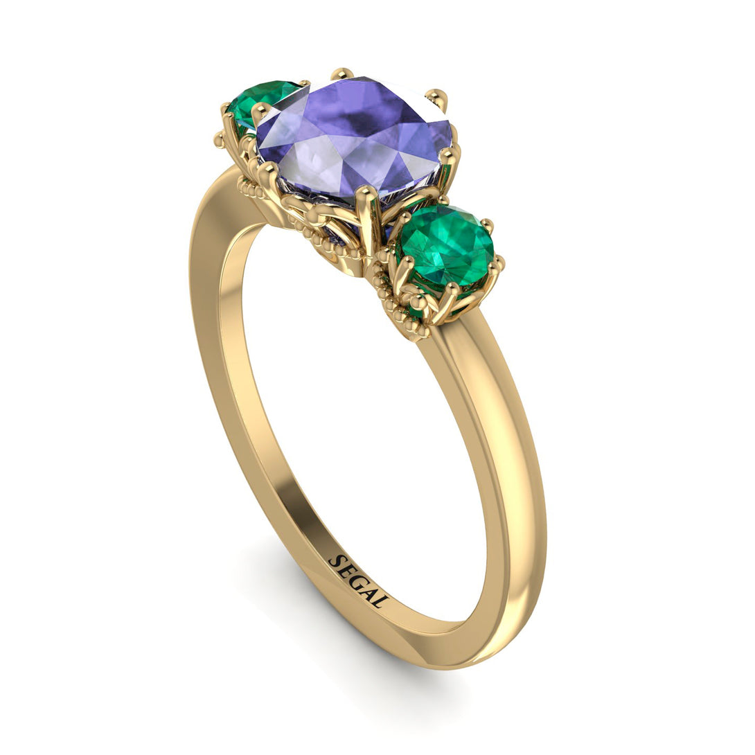 Classic 3 Stone Tanzanite Engagement Ring - Sofia No. 204