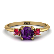 Classic Three Stone Amethyst Engagement Ring - Valentina No. 310 image 1
