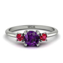 Classic Three Stone Amethyst Engagement Ring - Valentina No. 312 image 1