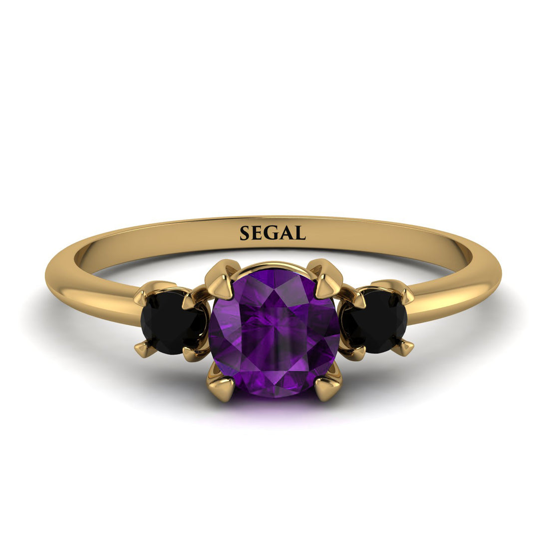 Classic Three Stone Amethyst Engagement Ring - Valentina No. 307