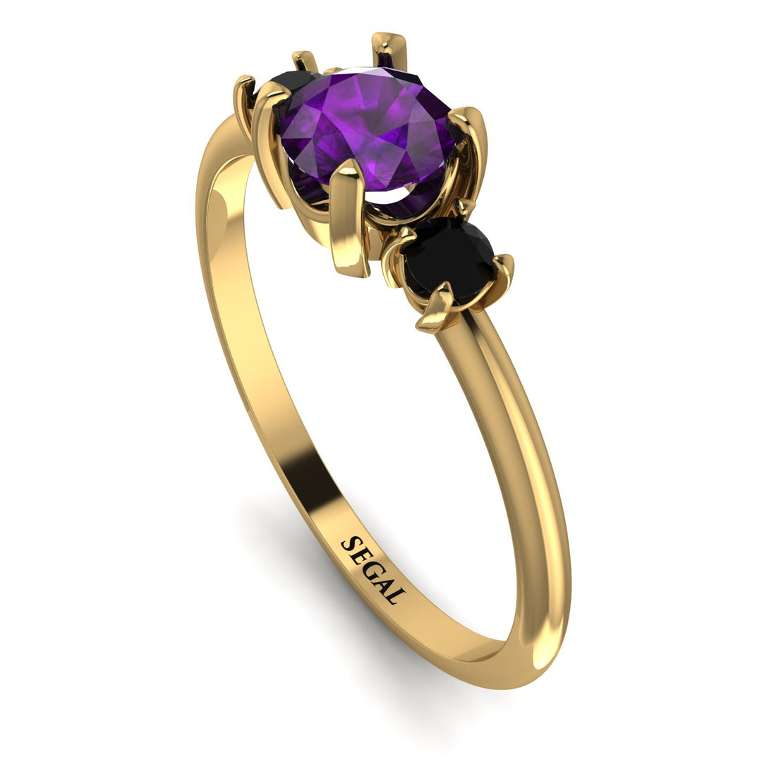 Classic Three Stone Amethyst Engagement Ring - Valentina No. 307