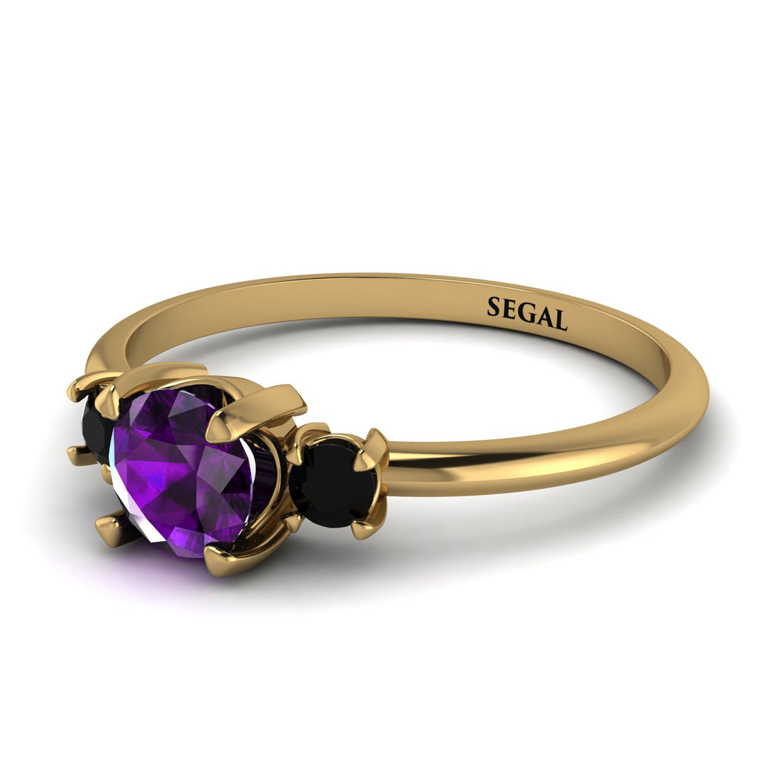 Classic Three Stone Amethyst Engagement Ring - Valentina No. 307