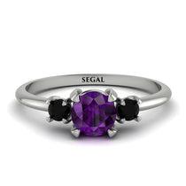 Classic Three Stone Amethyst Engagement Ring - Valentina No. 309 image 1