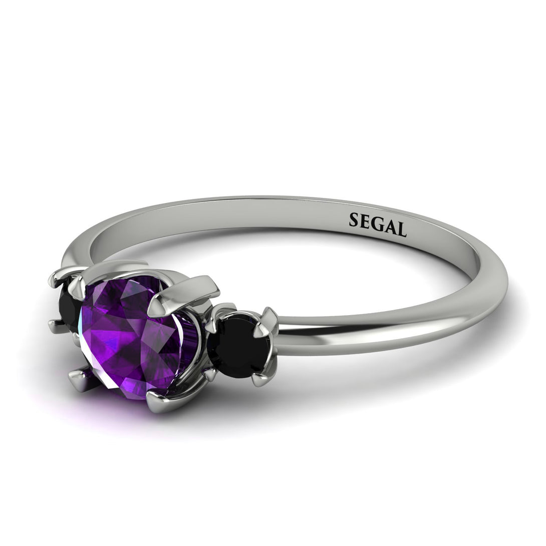 Classic Three Stone Amethyst Engagement Ring - Valentina No. 309