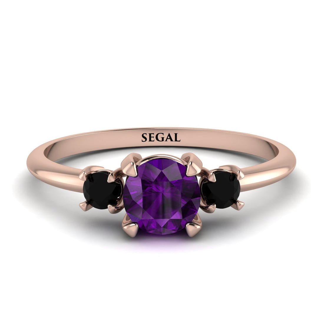 Classic Three Stone Amethyst Engagement Ring - Valentina No. 308