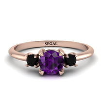 Classic Three Stone Amethyst Engagement Ring - Valentina No. 308 image 1