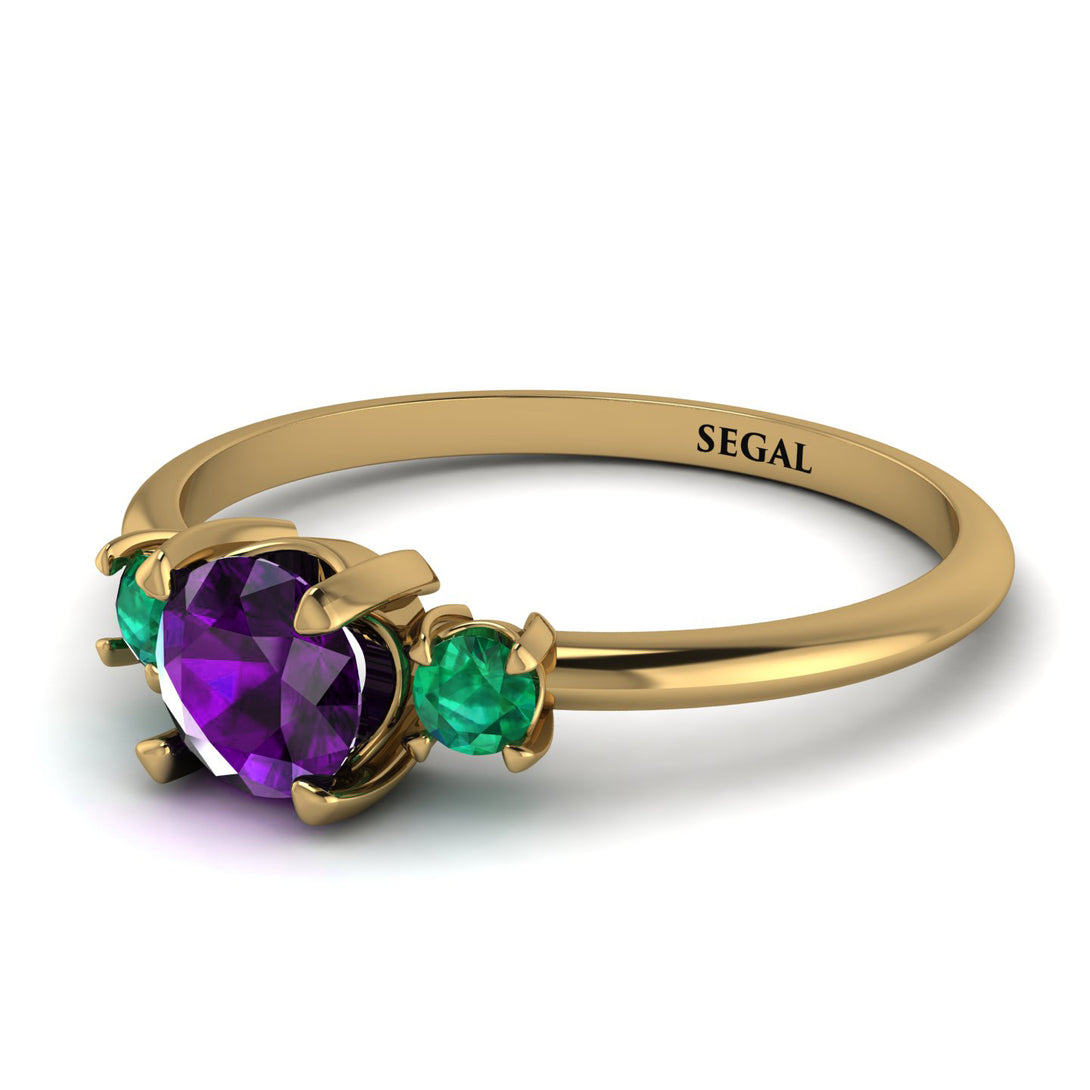Classic Three Stone Amethyst Engagement Ring - Valentina No. 304