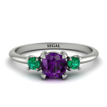 Classic Three Stone Amethyst Engagement Ring - Valentina No. 306 image 1